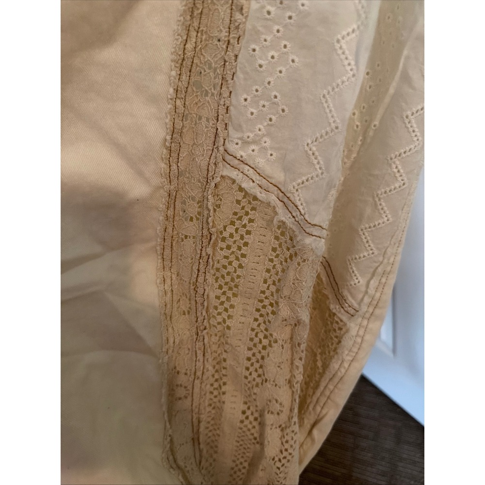 Ali & Hali Women Ivory Patchwork Crochet Eyelet Lace Boho Jogger Pants Large - Picture 11 of 11